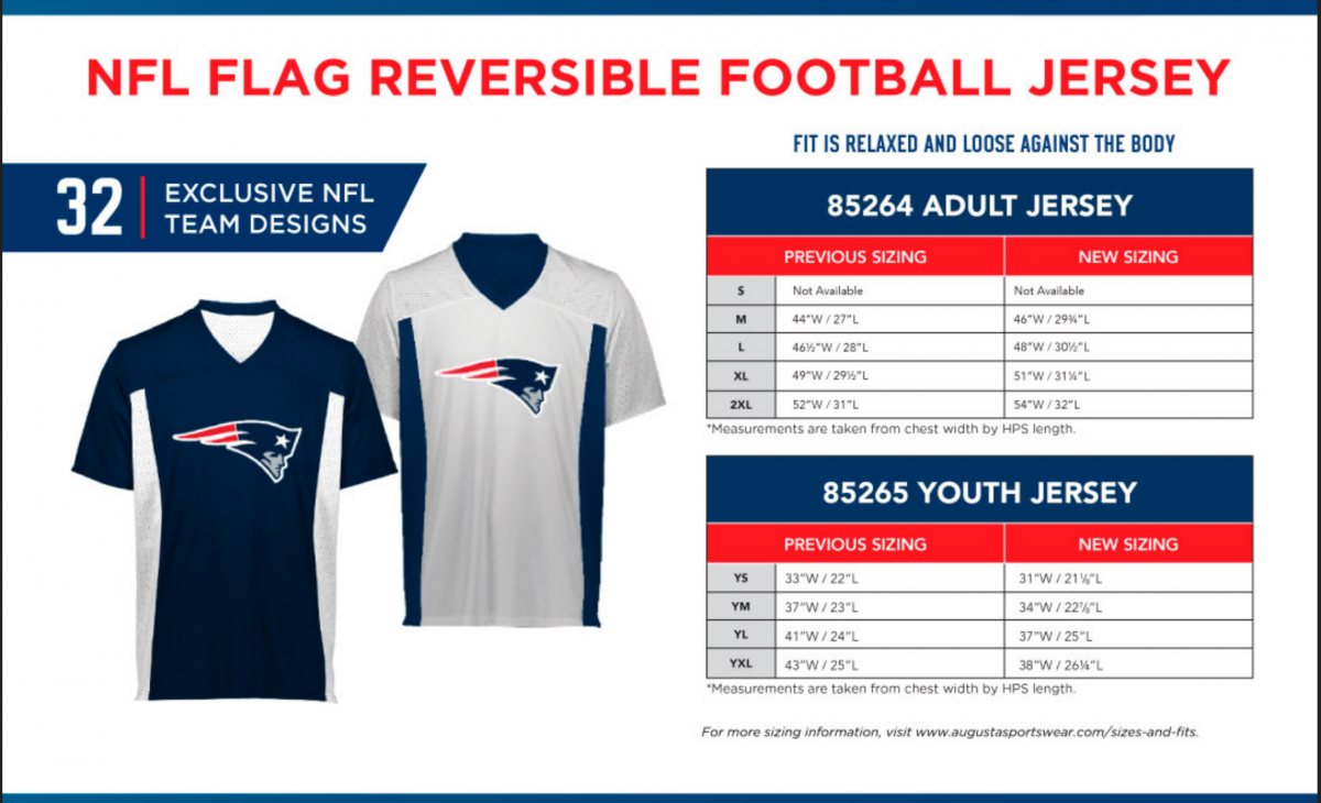 Football Jersey Size Chart